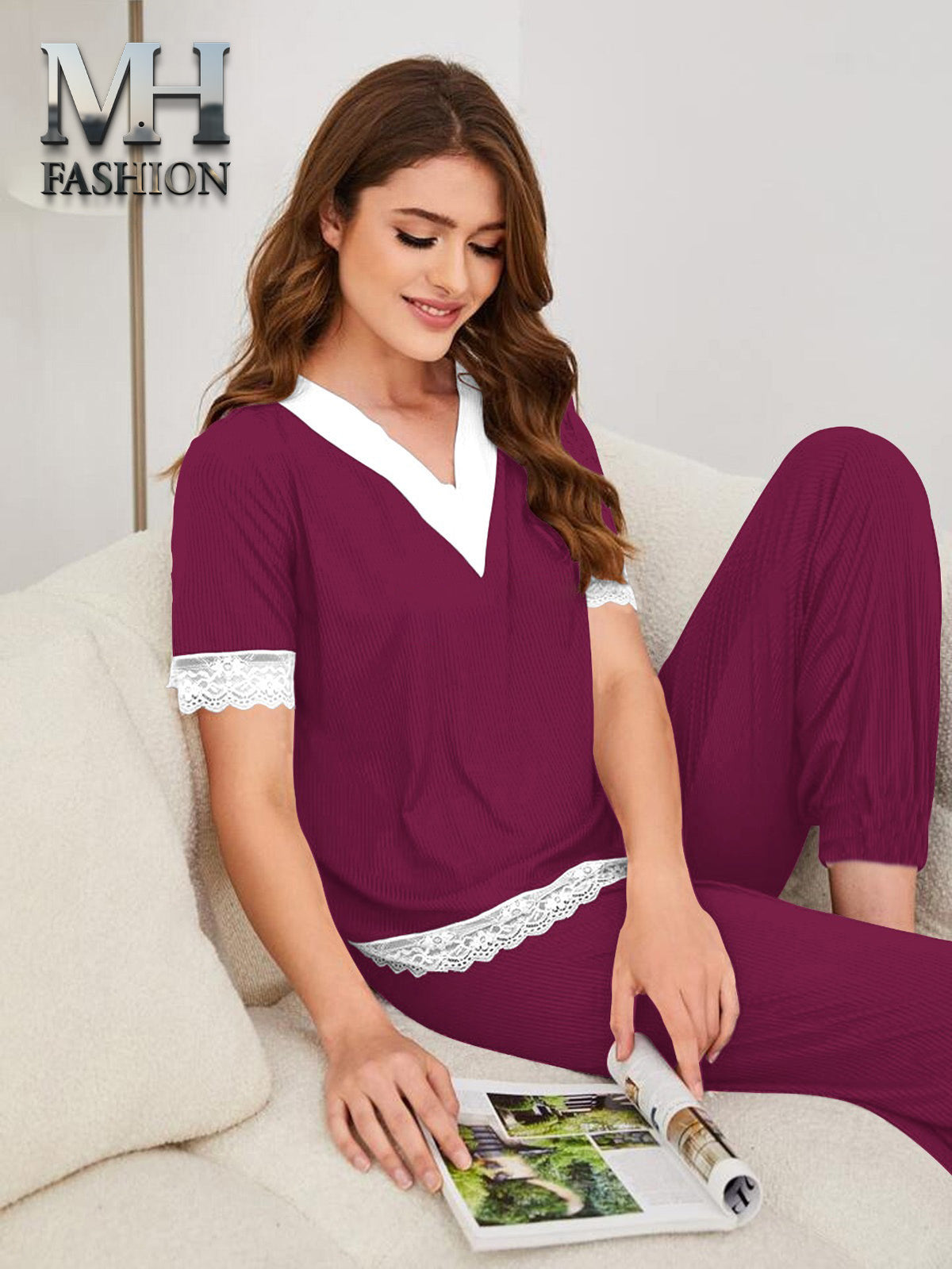maroon decent design  night suit in premium fabric cotton jarsy